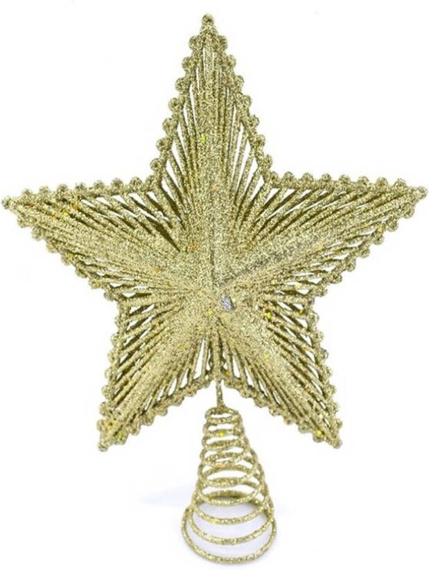 Gerimport Kunststof kerstboom ster piek goud 24 cm Kerstpieken kerstboompieken
