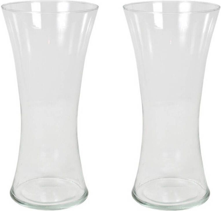 Gerimport Set van 2x stuks bloemenvaas vazen van transparant glas 36 x 18 cm Vazen