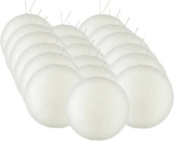 Gerimport 24x stuks kerstballen zilver wit glitters kunststof 5 cm Kerstbal