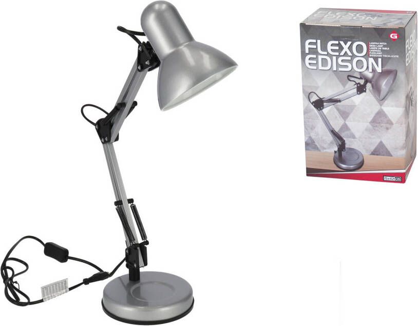 Gerimport Edison Bureaulamp E27 max 40W Buro Kantoor Verlichting Zilver