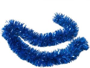 Gerimport Kerstboom folie slingers lametta guirlandes van 180 x 12 cm in de kleur glitter blauw Kerstslingers
