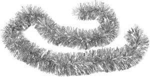 Gerimport Kerstboom folie slingers lametta guirlandes van 180 x 12 cm in de kleur glitter zilver Kerstslingers