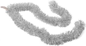 Gerimport Kerstboom folie slingers lametta guirlandes van 180 x 7 cm in de kleur glitter zilver Kerstslingers