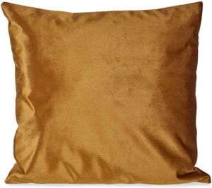 Giftdecor Sierkussen bank kussens voor binnen velvet goud 45 x 45 x 13 cm Sierkussens