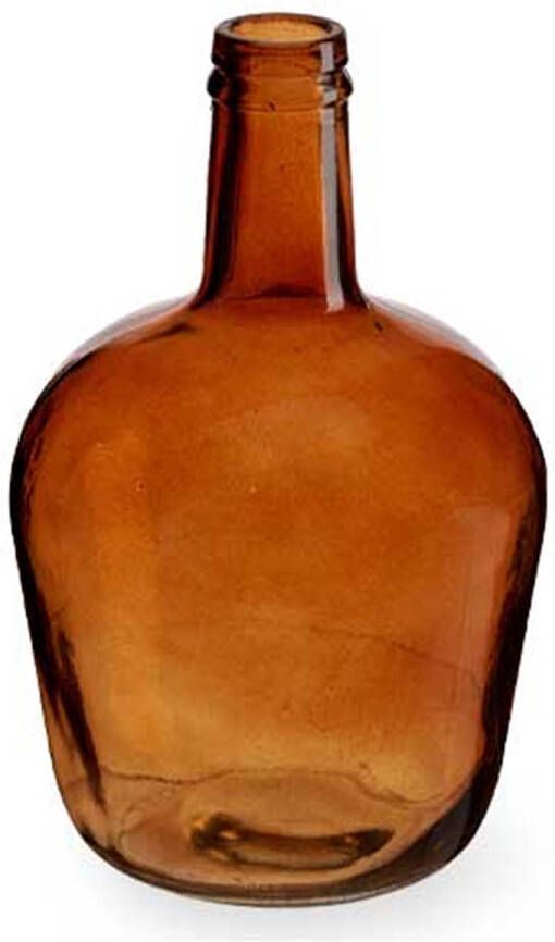 Giftdeco Bloemenvaas flessen model glas amber goud transparant 19 x 31 cm Vazen