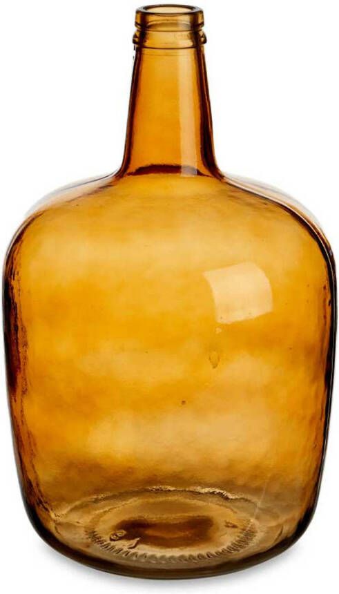 Giftdeco Bloemenvaas flessen model glas amber goud transparant 22 x 39 cm Vazen