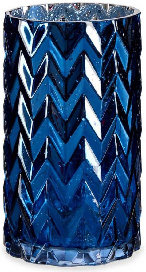 Giftdeco Bloemenvaas luxe decoratie glas blauw 11 x 20 cm Vazen