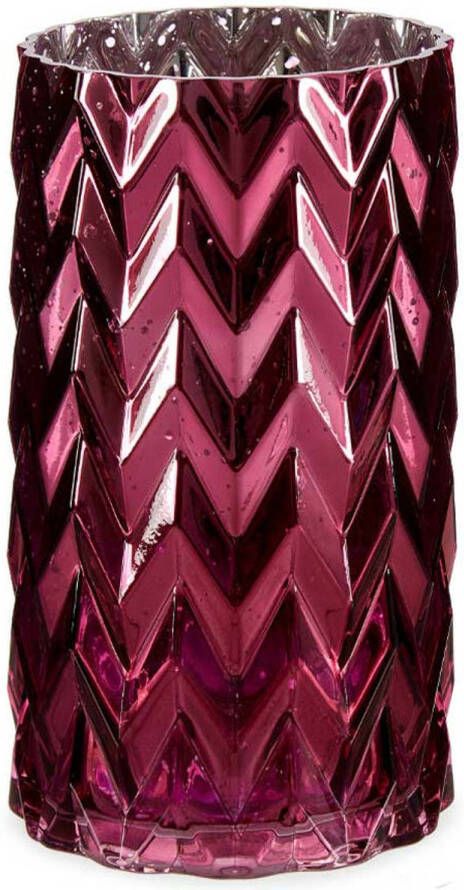 Giftdecor Bloemenvaas luxe decoratie glas donkerroze 11 x 20 cm vaas Vazen