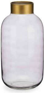 Giftdeco Bloemenvaas luxe decoratie glas grijs transparant goud 14 x 30 cm Vazen