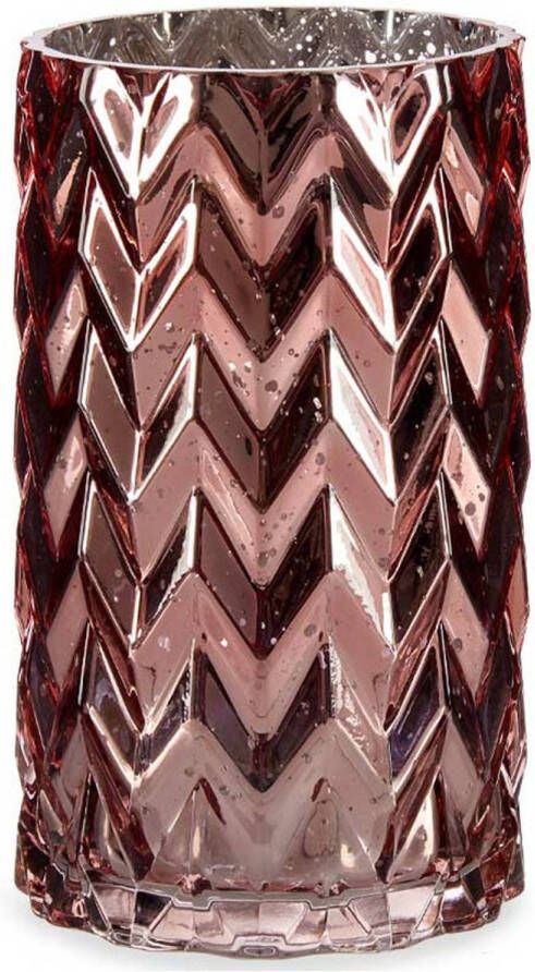 Giftdecor Bloemenvaas luxe decoratie glas roze 11 x 20 cm vaas Vazen