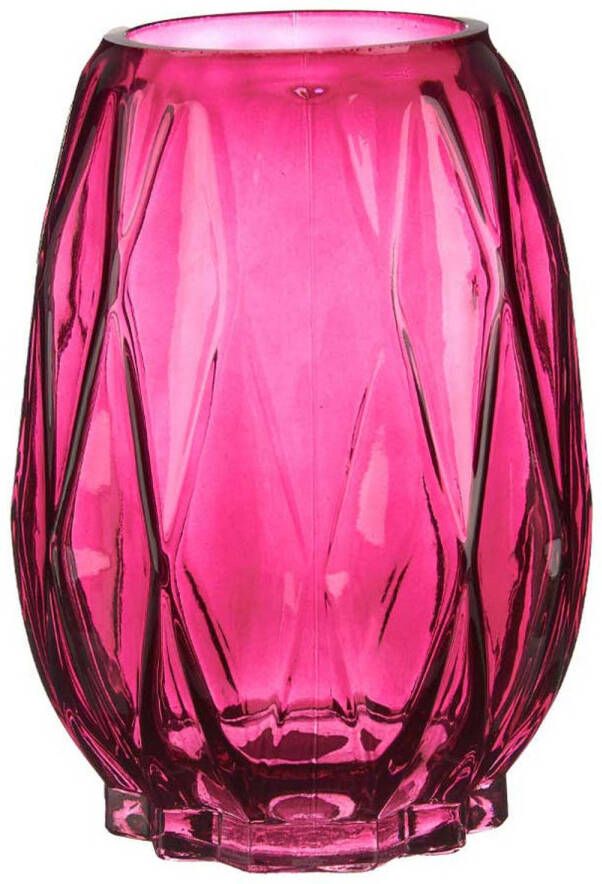 Giftdecor Bloemenvaas luxe decoratie glas roze 13 x 19 cm Vazen