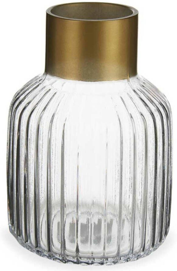 Giftdeco Bloemenvaas luxe decoratie glas transparant goud 12 x 18 cm Vazen