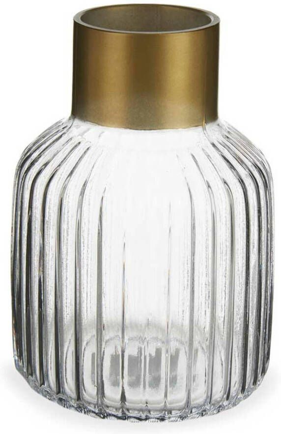 Giftdeco Bloemenvaas luxe decoratie glas transparant goud 14 x 22 cm Vazen