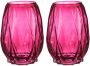 Giftdecor Bloemenvazen 2x stuks luxe decoratie glas roze 13 x 19 cm Vazen - Thumbnail 1