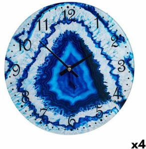 Giftdeco Muurklok Marmer Blauw Kristal 30 x 4 x 30 cm (4 Stuks)