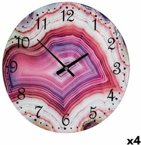 Giftdeco Muurklok Marmer Roze Kristal 30 x 4 x 30 cm (4 Stuks)