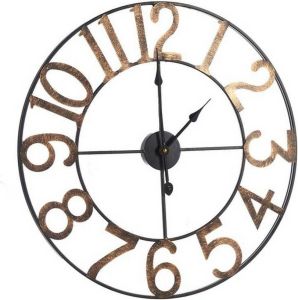 Giftdeco Muurklok Zwart Gouden Metaal (60 x 4 5 x 60 cm)