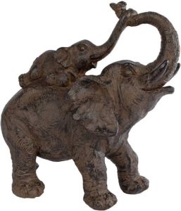 Gifts Amsterdam Sculptuur Elephants 28x13x28 Cm Polysteen Bruin