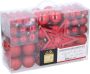 Giftsome Christmas Gifts 101 Kerstballen Set Plastic Kunststof Ø3 4 6 cm Mat Glanzend Glitter en Open Rood - Thumbnail 1