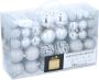 Giftsome Christmas Gifts 101 Kerstballen Set Plastic Kunststof Ø3 4 6 cm Mat Glanzend Glitter en Open Zilver - Thumbnail 2