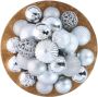 Giftsome ZilverenKersballen Set 60 Kunststof Kerstballen Incl. Zilveren Piek Kerst Decoratie Ø6 7 cm - Thumbnail 1