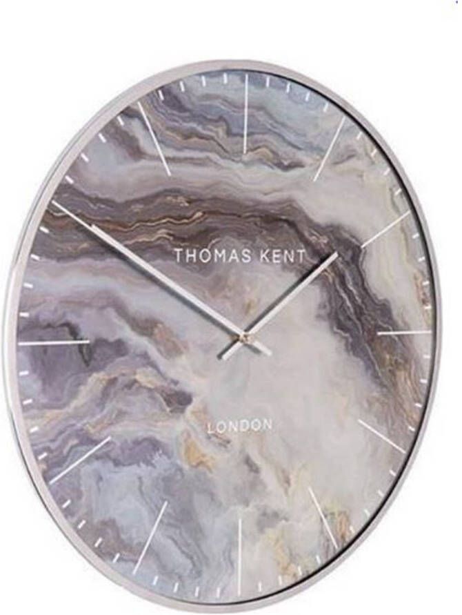 Warentuin Thomas Kent wandklok Oyster 40 x 4 cm staal paars zilver