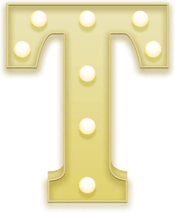 Giggle Beaver letterlamp T led 19 x 23 cm staal geel