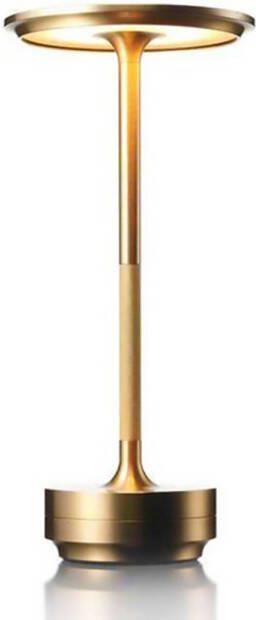 Goliving Tafellamp Op Accu Oplaadbaar en Dimbaar Spatwaterbestendig Energiezuinig Hoogte 27 cm Goud