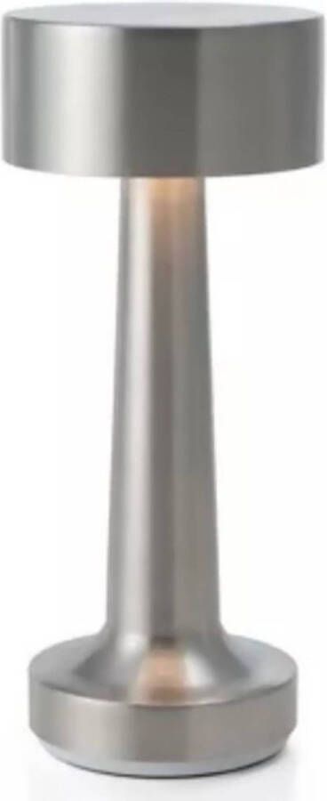 Goliving tafellamp op batterijen Oplaadbaar en dimbaar Moderne touch lamp zilver Nachtlamp draadloos