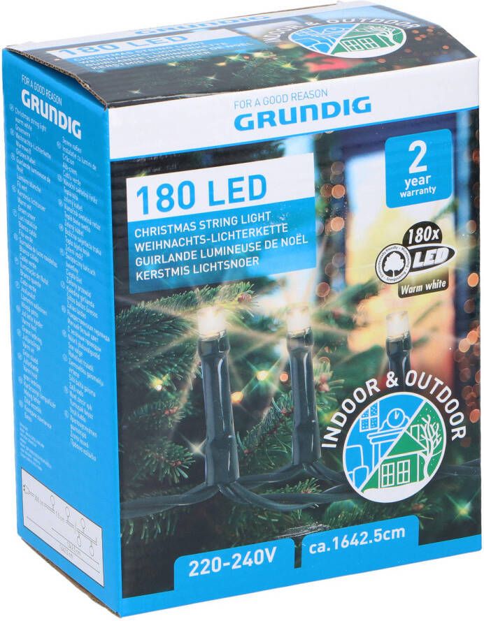 Grundig Kerstverlichting 180 LED Lampjes 1642 5 cm In- en Outdoor IP44 Warm Wit
