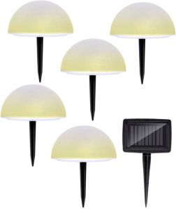Grundig LED Solar Lichtbollen Met Grondsteker Halve Bol 5 Stuks Zonnepaneel Wit