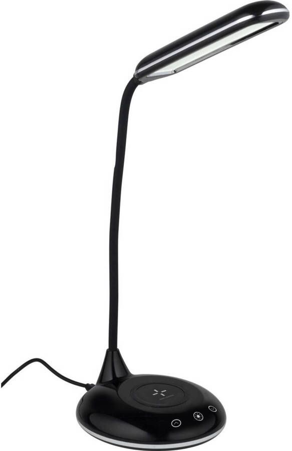 Grundig Tafellamp bureaulampje USB LED zwart met draadloze oplader 48 cm Bureaulampen