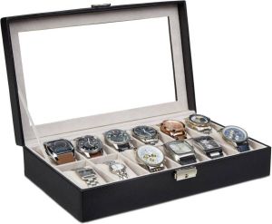 GS Quality Products Horlogebox Horlogedoos 12 Horloges Zwart