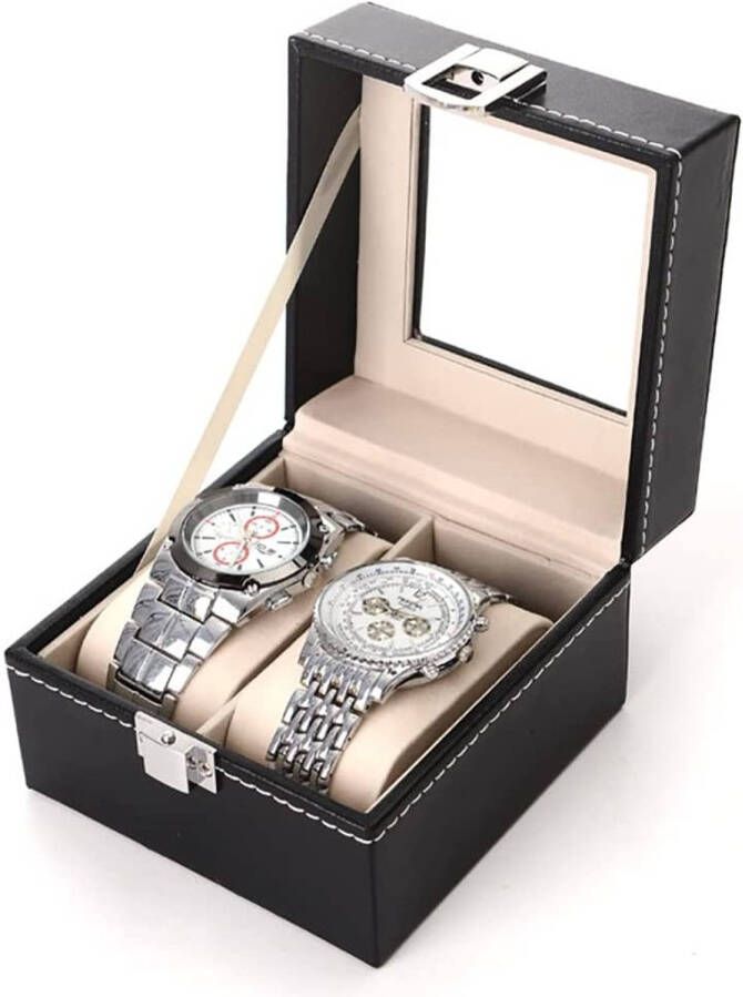 GS Quality Products Lowander horlogebox Horlogedoos voor heren & dames 2 horloges Zwart