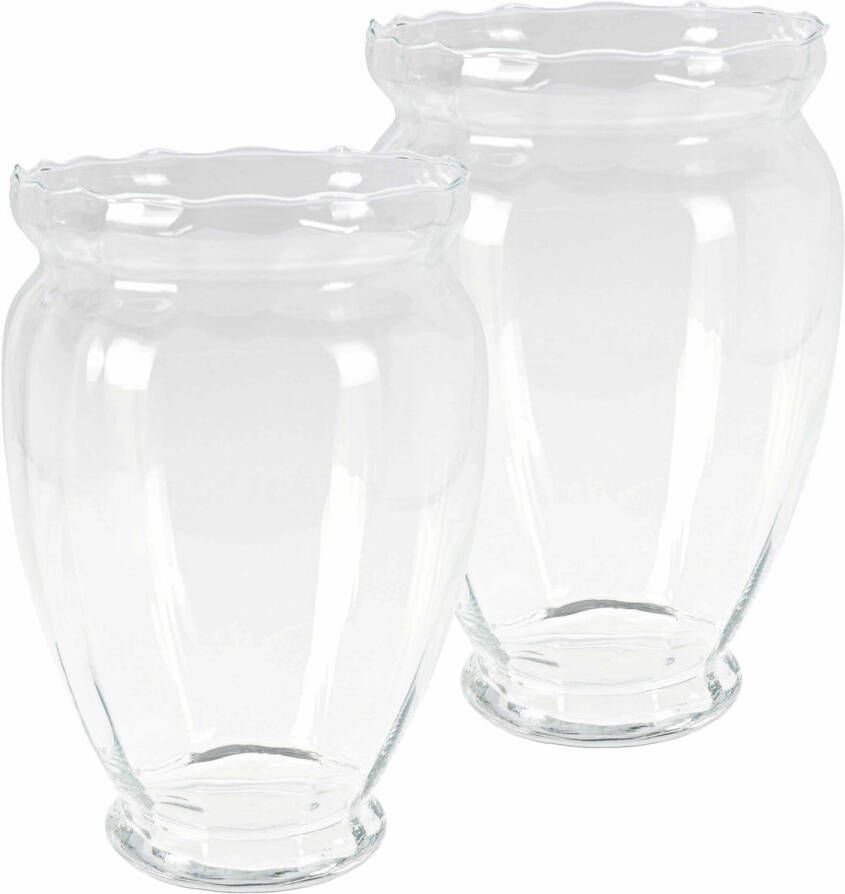 H&S Collection HS Collection Bloemen vaas 2x stuks glas transparant H35 cm Vazen