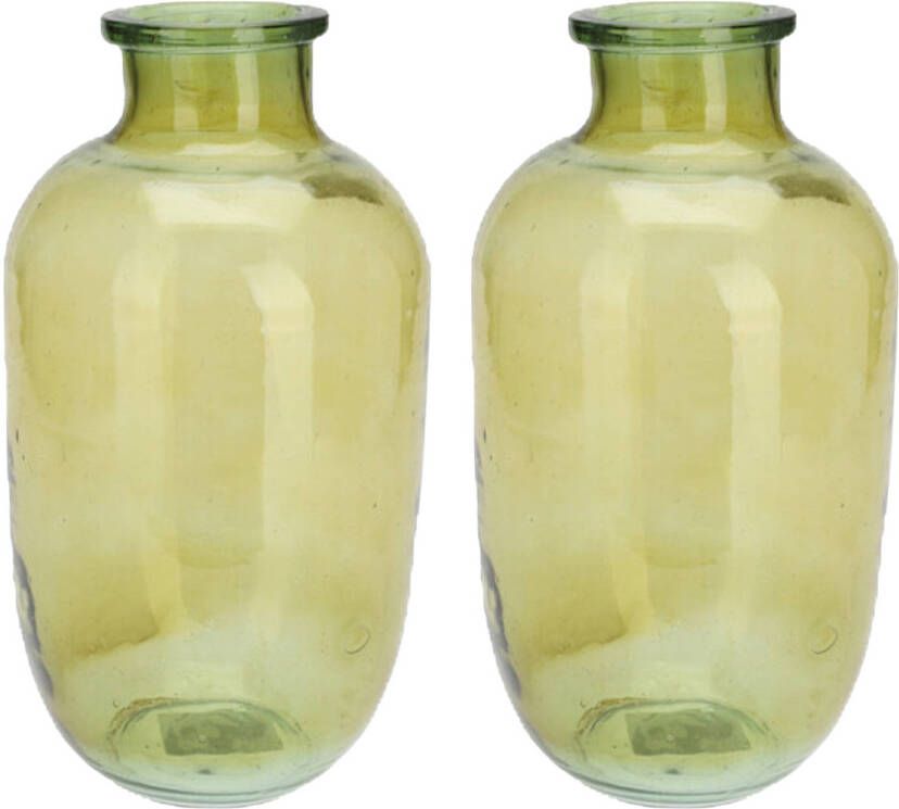 H&S Collection Bloemenvaas San Remo 2x glas groen transparant D18 x H35 cm Vazen