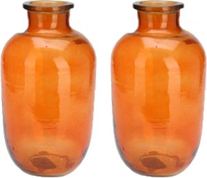H&S Collection Bloemenvaas San Remo 2x glas terra oranje transparant D18 x H35 cm Vazen