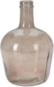 H&S Collection Fles Bloemenvaas San Remo Gerecycled glas beige transparant D19 x H30 cm Vazen