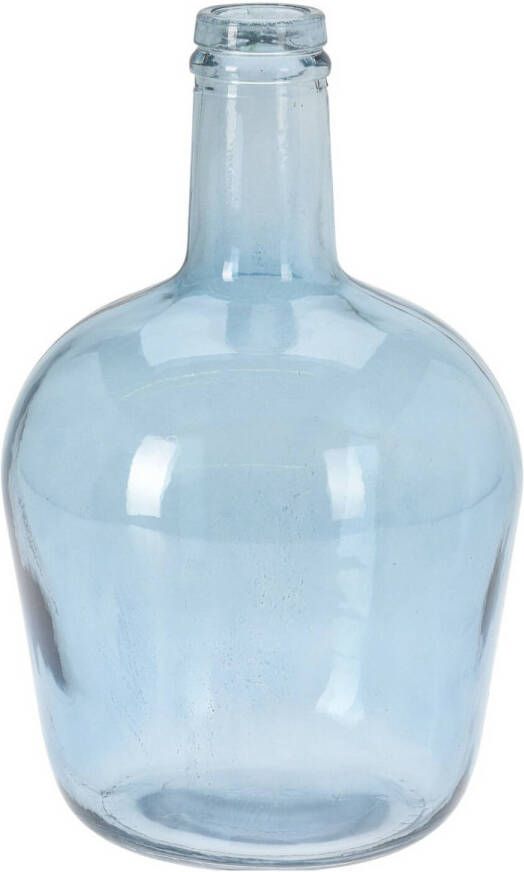 H&S Collection Fles Bloemenvaas San Remo Gerecycled glas blauw transparant D19 x H30 cm Vazen