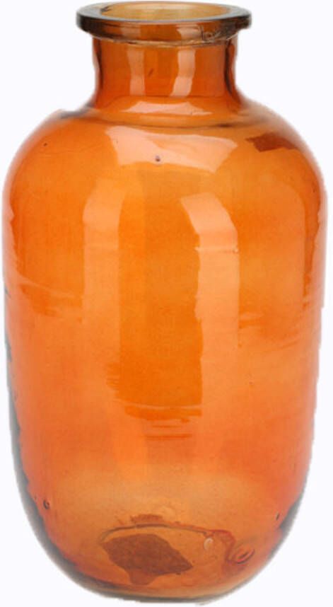 H&S Collection Bloemenvaas San Remo glas terra oranje transparant D18 x H35 cm Vazen