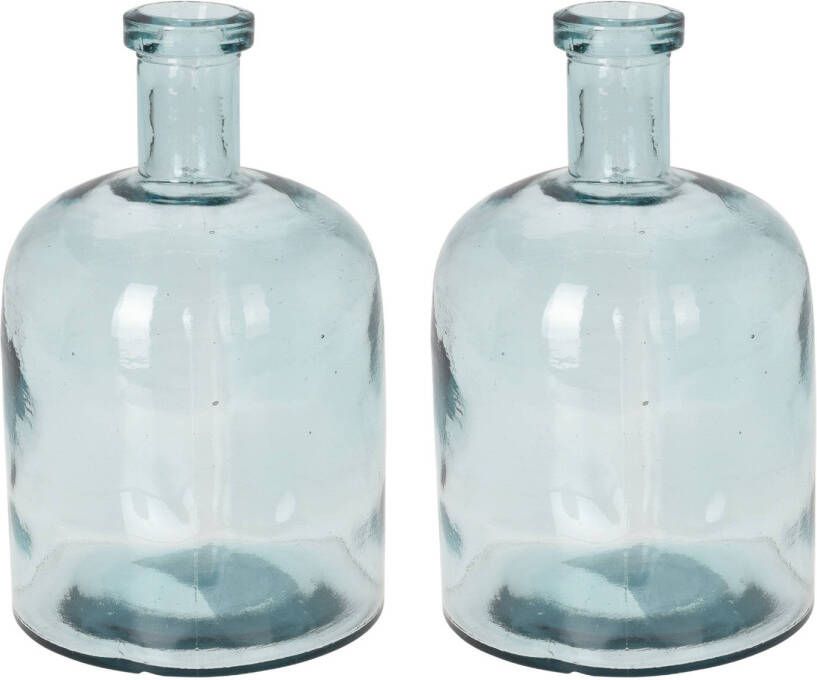 H&S Collection Fles Bloemenvaas Umbrie 2x Gerecycled glas transparant D15 x H24 cm Vazen