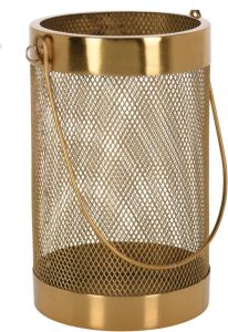 H&S Collection Metalen theelichthouder lantaarn goud 21 cm Waxinelichtjeshouder Windlicht Lantaarns