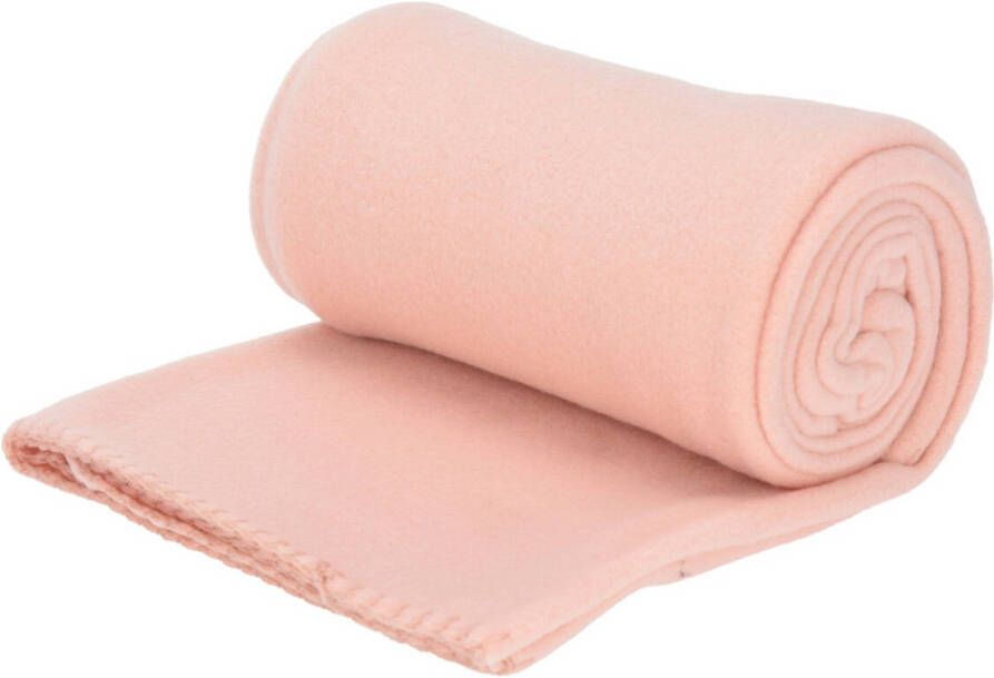 H&S Collection H&S Deken-plaid fleece-polyester roze 125 x 150 cm Plaids