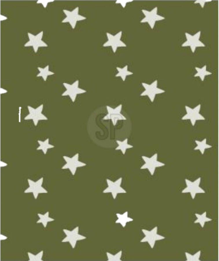 H&S Collection Polyester fleece deken dekentje plaid 130 x 170 cm marine groen met sterren Plaids
