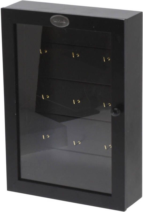 H&S Collection Houten sleutelkast sleutelkluis zwart 19 x 27 cm Sleutelkastjes