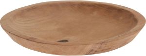 H&S Collection kaarsenplateau decoratie teak hout D30 x H4 cm Decoratieve Schaal (binnen)