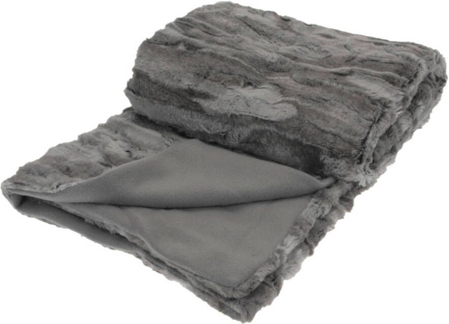 H&S Collection Polyester fleece deken dekentje plaid 130 x 150 cm titanium grijs Plaids