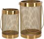 H&S Collection Set van 2x metalen theelichthouders lantaarns goud 21 en 26 cm Lantaarns - Thumbnail 1