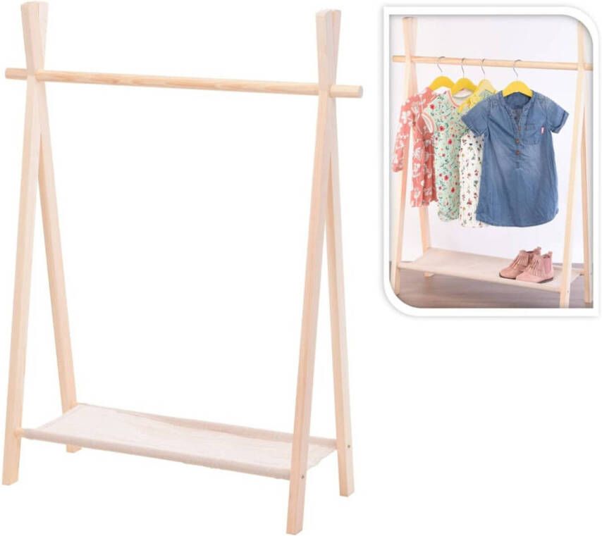 H&S Collection Storage solutions Kinderkledingrek met 1 schap grenenhout