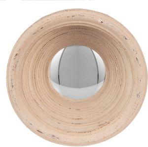 HAES deco Bolle ronde Spiegel Beige Ø 19x7 cm Polyurethaan ( PU) Wandspiegel Spiegel rond Convex Glas
